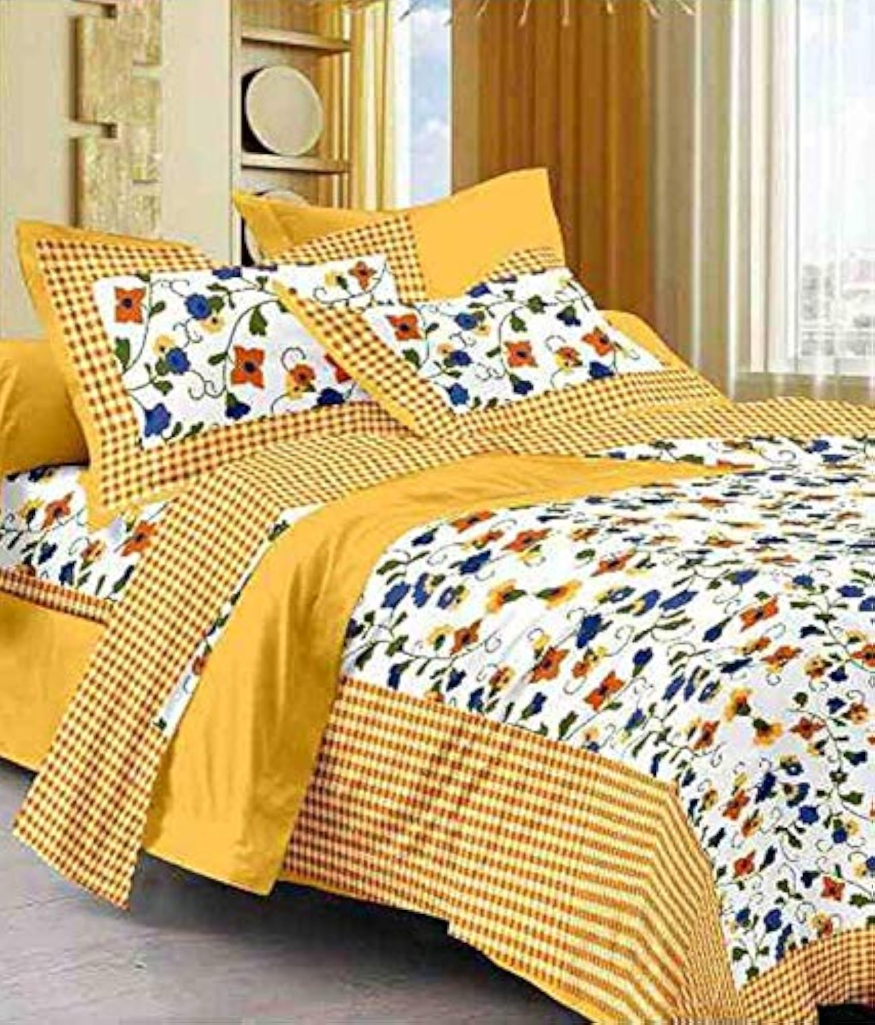 Rajasthani Jaipuri Traditional Cotton Bedsheet Set, Double Bed
